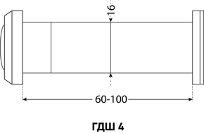 АЛЛЮР ГДШ-4 БШт 60-100мм d=16мм хром Глазок дверной (300,12)